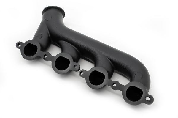 CAST IRON EXHAUST MANIFOLD – PASSENGER SIDE – V-BAND CLAMP – 2002–2012 CHEVY LS – CERAMIC BLACK