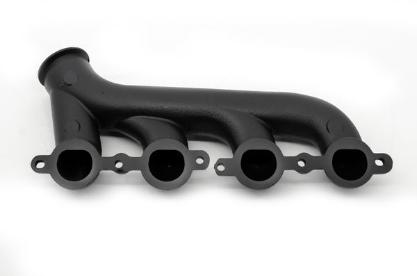 CAST IRON EXHAUST MANIFOLD – PASSENGER SIDE – V-BAND CLAMP – 2002–2012 CHEVY LS – CERAMIC BLACK