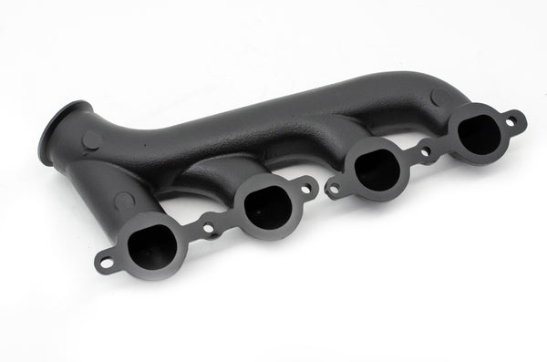 CAST IRON EXHAUST MANIFOLD – PASSENGER SIDE – V-BAND CLAMP – 2002–2012 CHEVY LS – CERAMIC BLACK