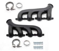 CAST IRON EXHAUST MANIFOLDS V BAND DRIVER PASSENGER 02-12 CHEVY LS BASED KIT - BLACK