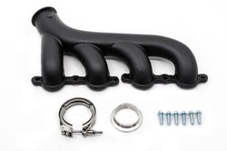 Cast Iron Exhaust Manifolds - Driver Side V-Band Clamp | 2002–2012 Chevy LS-Based Engines | Ceramic Black Finish
