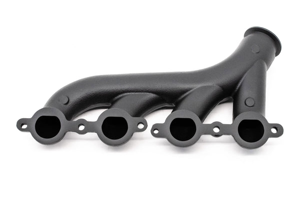 Cast Iron Exhaust Manifolds - Driver Side V-Band Clamp | 2002–2012 Chevy LS-Based Engines | Ceramic Black Finish