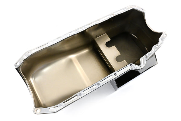 1958-79 CHEVY SMALL BLOCK 283-305-327-350-400 DRAG RACING OIL PAN - CHROME