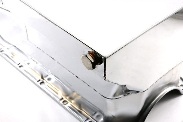 1958-79 CHEVY SMALL BLOCK 283-305-327-350-400 DRAG RACING OIL PAN - CHROME