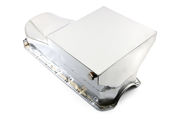 1958-79 CHEVY SMALL BLOCK 283-305-327-350-400 DRAG RACING OIL PAN - CHROME