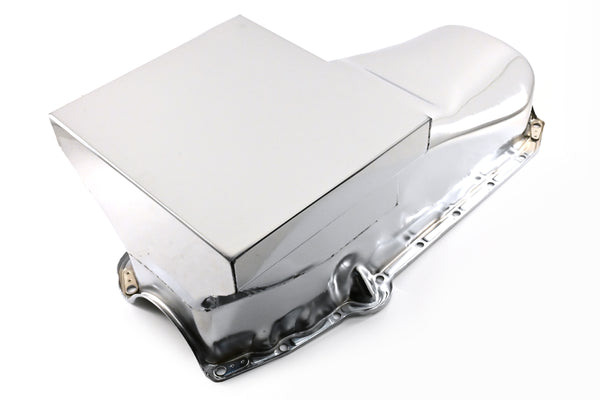 1958-79 CHEVY SMALL BLOCK 283-305-327-350-400 DRAG RACING OIL PAN - CHROME