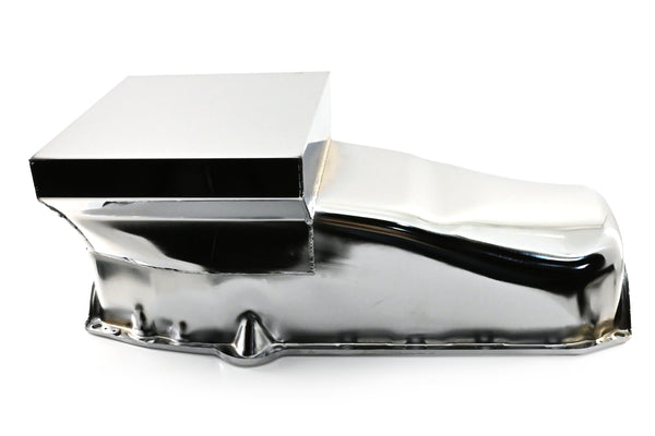 1958-79 CHEVY SMALL BLOCK 283-305-327-350-400 DRAG RACING OIL PAN - CHROME
