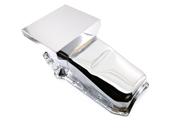 1958-79 CHEVY SMALL BLOCK 283-305-327-350-400 DRAG RACING OIL PAN - CHROME