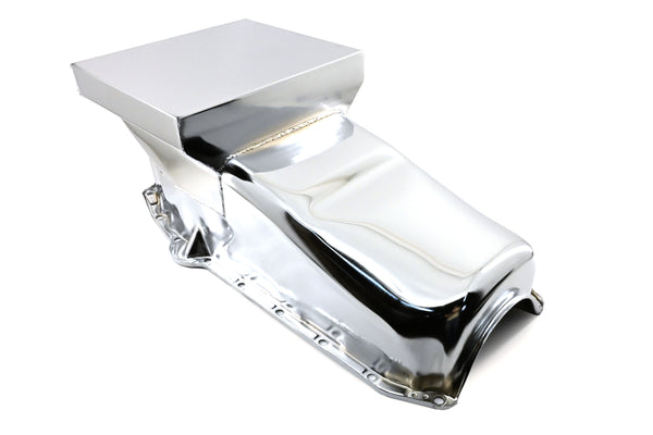 1958-79 CHEVY SMALL BLOCK 283-305-327-350-400 DRAG RACING OIL PAN - CHROME