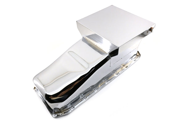 1958-79 CHEVY SMALL BLOCK 283-305-327-350-400 DRAG RACING OIL PAN - CHROME