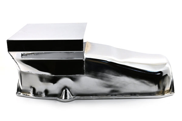 1958-79 CHEVY SMALL BLOCK 283-305-327-350-400 DRAG RACING OIL PAN - CHROME