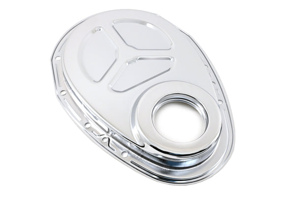 Steel Timing Chain Cover Chevy Small Block 2-Piece 283–350 Set – Chrome