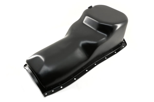 Black Steel Oil Pan for 1964-1980 Oldsmobile 330, 350, 400, 425, 455 Engines – Stock Capacity, Rear Sump Design