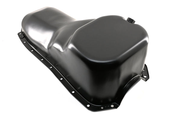 Black Steel Oil Pan for 1964-1980 Oldsmobile 330, 350, 400, 425, 455 Engines – Stock Capacity, Rear Sump Design