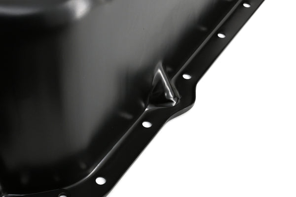 Black Steel Oil Pan for 1964-1980 Oldsmobile 330, 350, 400, 425, 455 Engines – Stock Capacity, Rear Sump Design