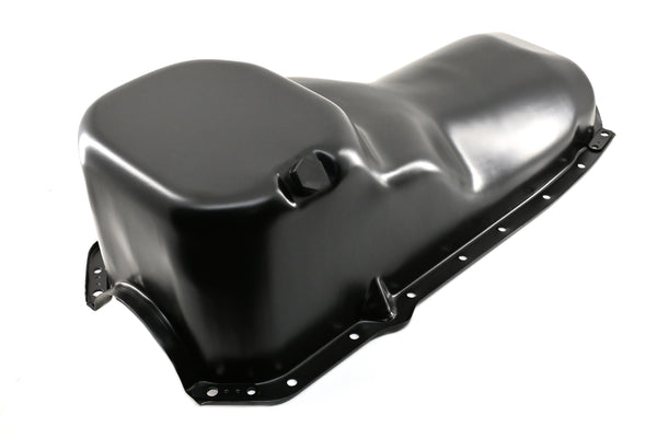 Black Steel Oil Pan for 1964-1980 Oldsmobile 330, 350, 400, 425, 455 Engines – Stock Capacity, Rear Sump Design