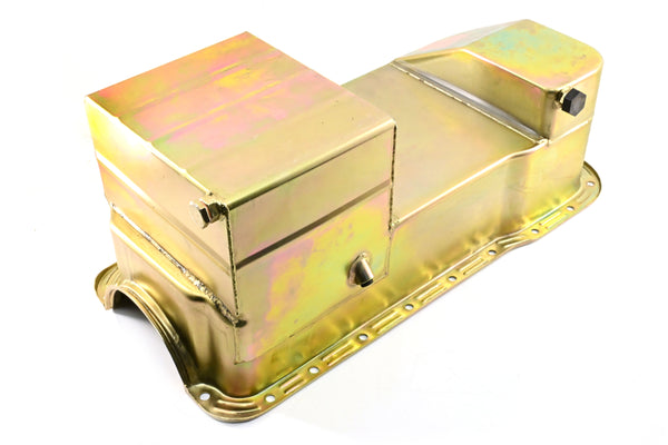 Fits 1979–93 Ford Mustang SB 302 5.0 – OEM Replacement Steel Racing Oil Pan – 7 Qt Capacity – Zinc-Plated Finish