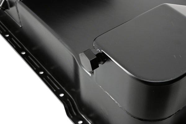 Fits 1979–93 Ford Mustang SB 302 5.0 – OEM Replacement Steel Racing Oil Pan – 7 Qt Capacity – Black Finish