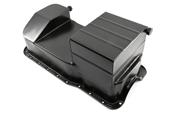 Fits 1979–93 Ford Mustang SB 302 5.0 – OEM Replacement Steel Racing Oil Pan – 7 Qt Capacity – Black Finish