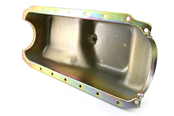 NHRA Approved Steel Oil Pan Fits 1971–1980 Chrysler/Mopar SB 360 – Mid-Rear Sump – 4 Quart – Zinc