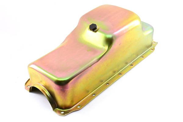 NHRA Approved Steel Oil Pan Fits 1971–1980 Chrysler/Mopar SB 360 – Mid-Rear Sump – 4 Quart – Zinc