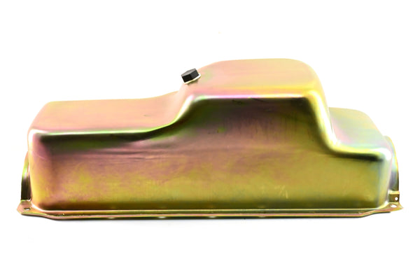 NHRA Approved Steel Oil Pan Fits 1971–1980 Chrysler/Mopar SB 360 – Mid-Rear Sump – 4 Quart – Zinc