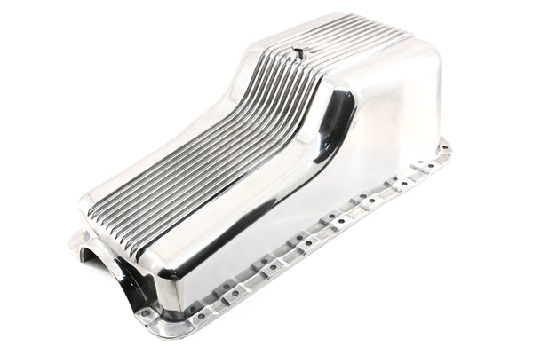 Aluminum Retro Finned Oil Pan – Fits 1965–1987 Ford SB 260‑289‑302 – Front Sump – Polished