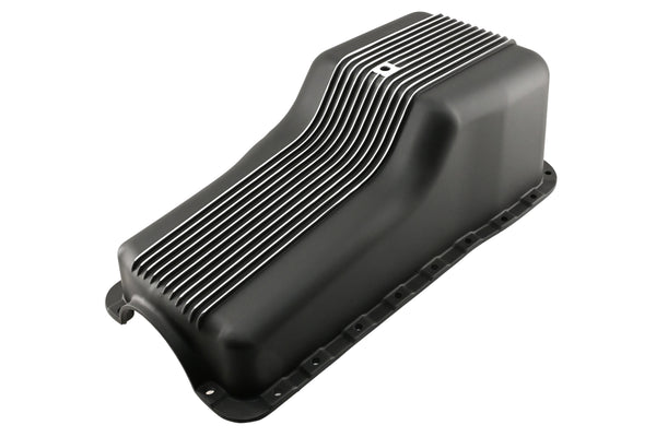 Aluminum Retro Finned Oil Pan – Fits 1965–1987 Ford SB 260‑289‑302 – Front Sump – Black