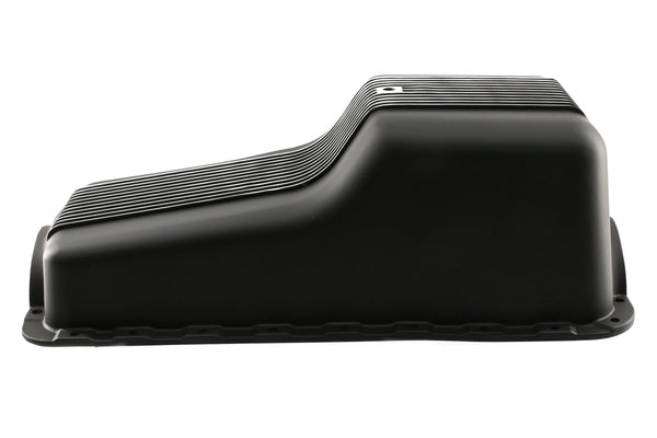 Aluminum Retro Finned Oil Pan – Fits 1965–1987 Ford SB 260‑289‑302 – Front Sump – Black