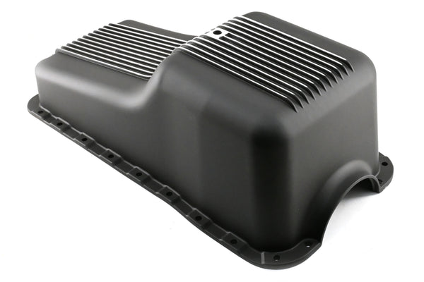 Aluminum Retro Finned Oil Pan – Fits 1965–1987 Ford SB 260‑289‑302 – Front Sump – Black