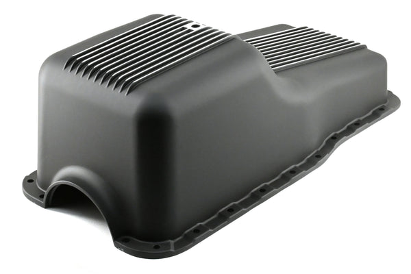 Aluminum Retro Finned Oil Pan – Fits 1965–1987 Ford SB 260‑289‑302 – Front Sump – Black