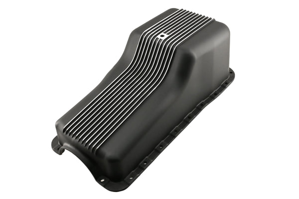 Aluminum Retro Finned Oil Pan – Fits 1965–1987 Ford SB 260‑289‑302 – Front Sump – Black