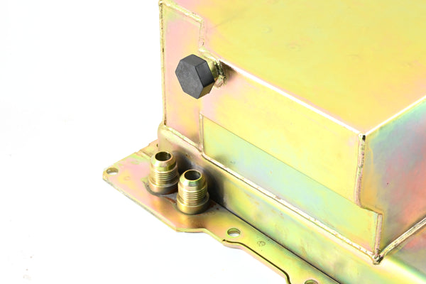 STEEL 1965-72 CHEVY GM LS ENGINES OIL PAN 7 QT AN -10 FITTING - ZINC