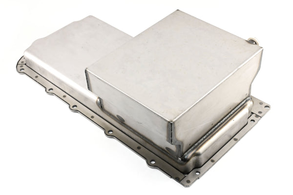 STEEL CHEVY GM LS ENGINES OIL PAN 7 QT 90 DEGREE FITTING - RAW