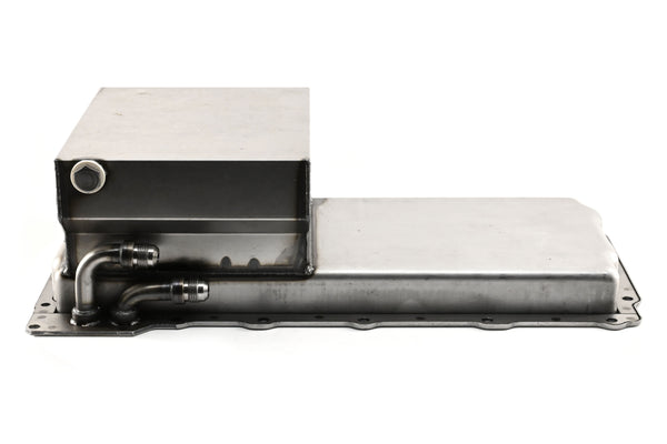 STEEL CHEVY GM LS ENGINES OIL PAN 7 QT 90 DEGREE FITTING - RAW