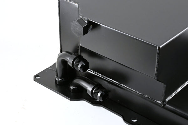 STEEL CHEVY GM LS ENGINES OIL PAN 7 QT 90 DEGREE FITTING - BLACK