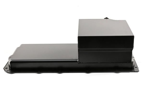 STEEL CHEVY GM LS ENGINES OIL PAN 7 QT 90 DEGREE FITTING - BLACK