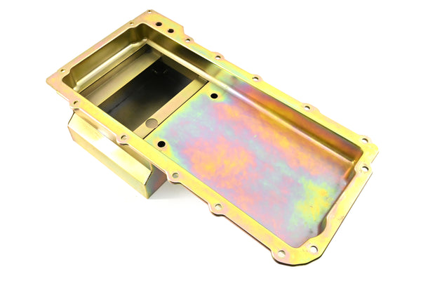 STEEL CHEVY GM LS ENGINES OIL PAN 7 QT 90 DEGREE FITTING - ZINC