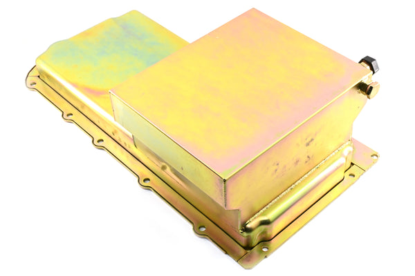 STEEL CHEVY GM LS ENGINES OIL PAN 7 QT 90 DEGREE FITTING - ZINC