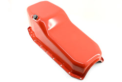 1980-85 CHEVY SMALL BLOCK 267-283-305-327-350 STOCK CAPACITY OIL PAN - ORANGE