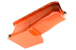 1958-79 CHEVY SMALL BLOCK 283-305-327-350-400 DRAG RACING OIL PAN - ORANGE