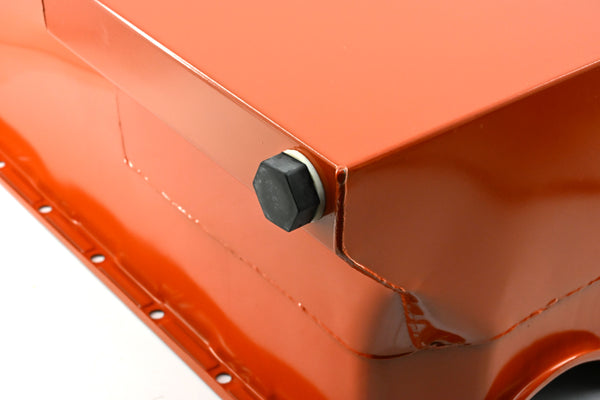 1958-79 CHEVY SMALL BLOCK 283-305-327-350-400 DRAG RACING OIL PAN - ORANGE