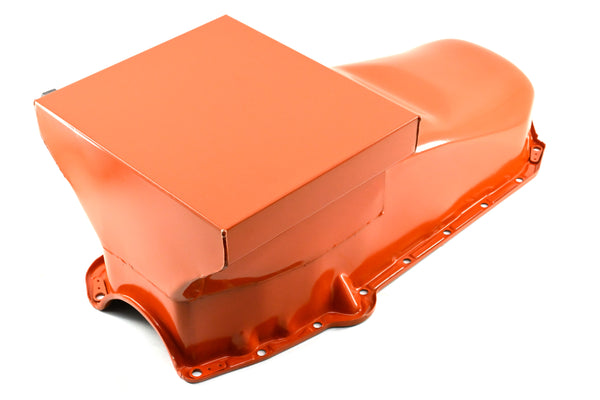 1958-79 CHEVY SMALL BLOCK 283-305-327-350-400 DRAG RACING OIL PAN - ORANGE