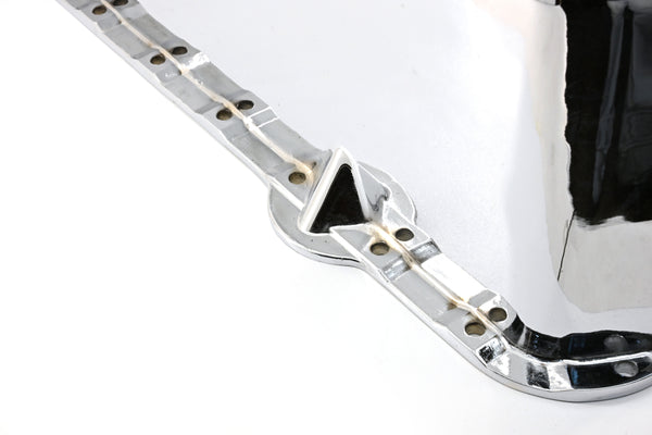 Aluminum Oil Pan – Fits 1980–1985 Chevy SB 283–350 – Stock 4‑Quart – Retro Finned – Chrome