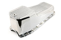 Aluminum Oil Pan – Fits 1980–1985 Chevy SB 283–350 – Stock 4‑Quart – Retro Finned – Chrome
