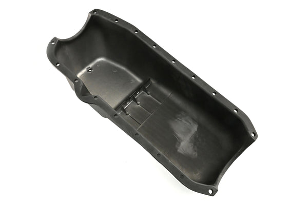 Aluminum Oil Pan – Fits 1980–1985 Chevy SB 283–350 – Stock 4‑Quart – Retro Finned – Black
