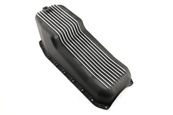 Aluminum Oil Pan – Fits 1980–1985 Chevy SB 283–350 – Stock 4‑Quart – Retro Finned – Black