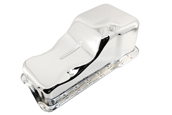 Steel Oil Pan – Fits 1962–1982 Ford SB 260‑289‑302 – Stock Capacity – Front Sump – Chrome