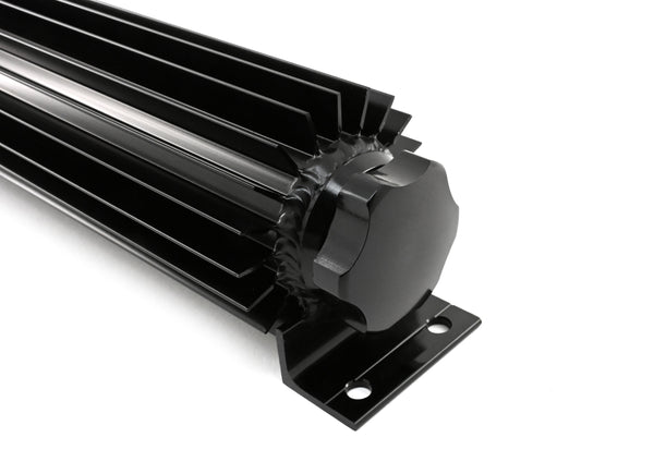 ALUMINUM UNIVERSAL 17' FINNED  RADIATOR OVERFLOW TANK - BLACK