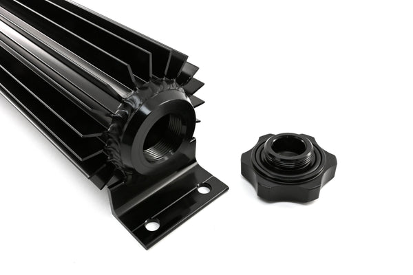ALUMINUM UNIVERSAL 17' FINNED  RADIATOR OVERFLOW TANK - BLACK